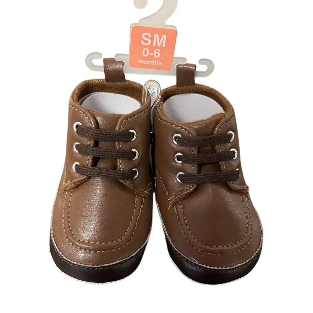Luvable Friends Duck Boot Style Brown Baby Booties Size SM 0-6 Months New